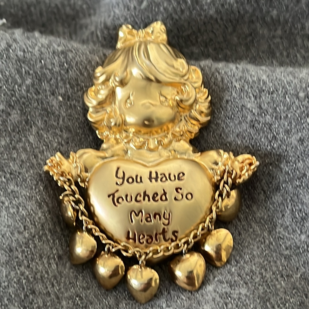 Precious Moments Goldtone Brooch
